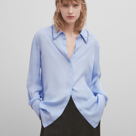 MASSIMO DUTTI Studio Flowing shirt with rhinestone detail 9407/954 - Picture 2 of 13